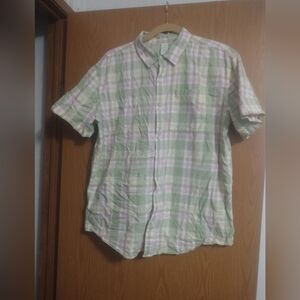 Kids Plaid Button Down Shirt - Green and Pink